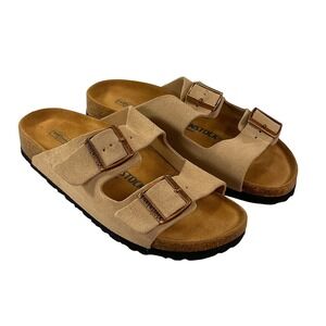 NEW Birkenstock Arizona Sandals Womens 38/7-7.5 Sandcastle Suede Soft Footbed